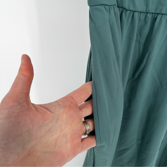 Halara SoftlyZero Airy Padded Midi Dress Blue Spruce Teal Green  - Size S - Picture 6 of 13